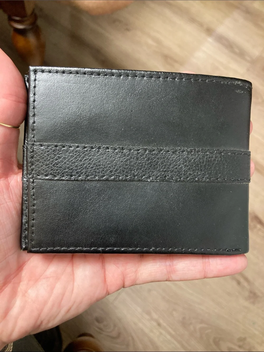 Tommy Hilfiger Black Leather Wallet with Flag Accent
